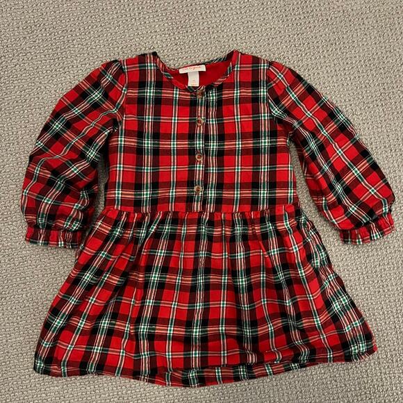 Cat & Jack Tartan Plaid Tinsel Holiday Christmas Girl's Dress - 4T - Picture 2 of 5